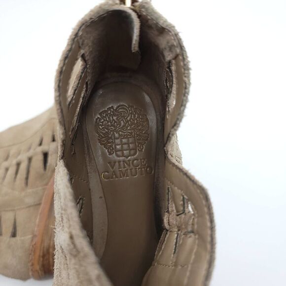 Vince Camuto Peera Cutout Suede Ankle Booties Khaki Size 7.5 - Picture 10 of 14